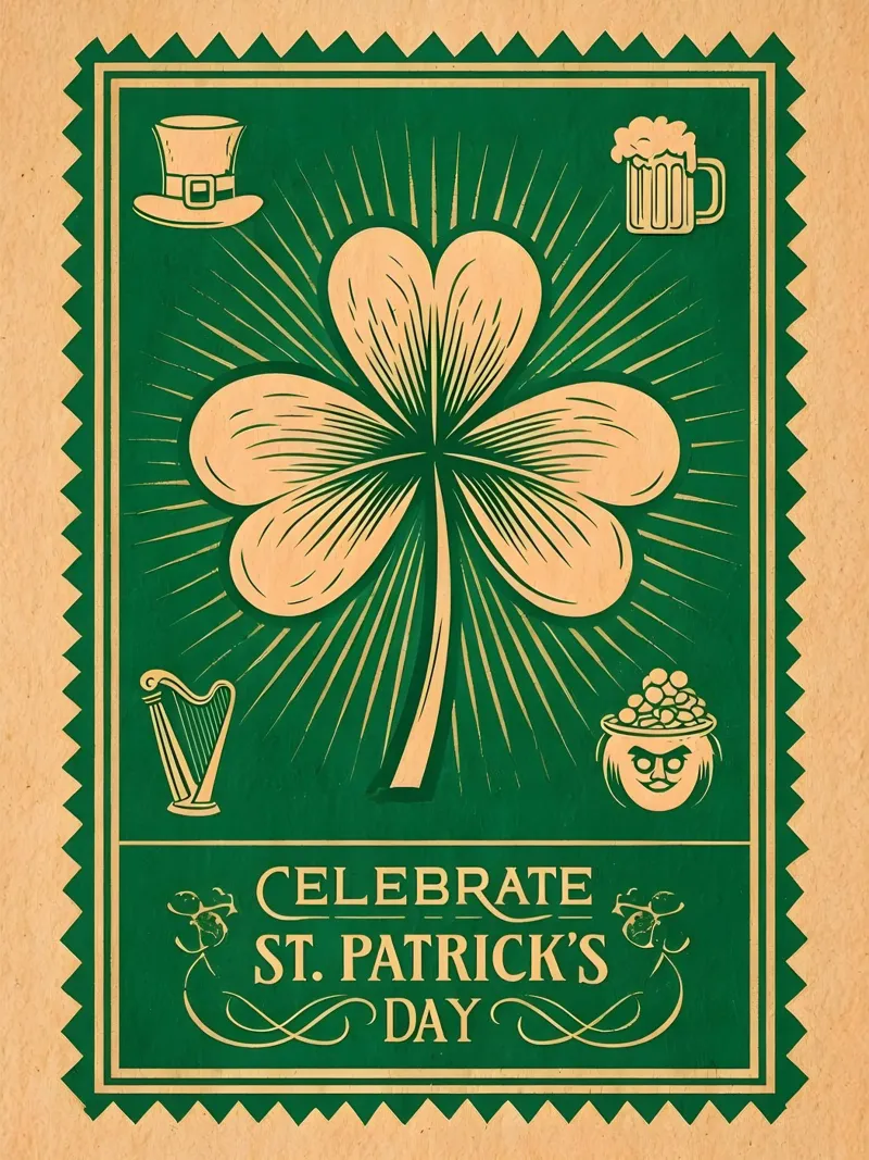 Feiern Sie den St. Patrick's Day Leinwand mit Schattenfugenrahmen von RETRO VINTAGE EDITION