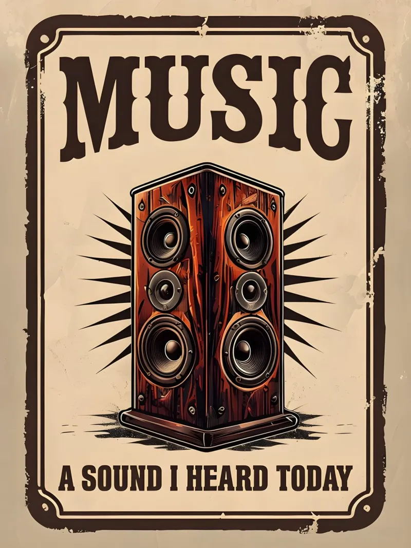 Music A Sound I Heard Today poster with wooden frame by RETRO VINTAGE EDITION