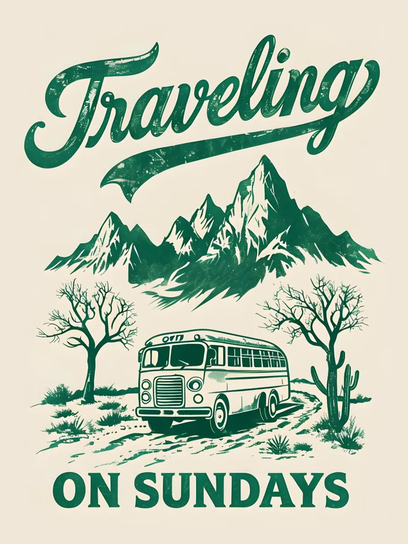 Traveling On Sunday Retro canvas with Floater frame by RETRO VINTAGE EDITION