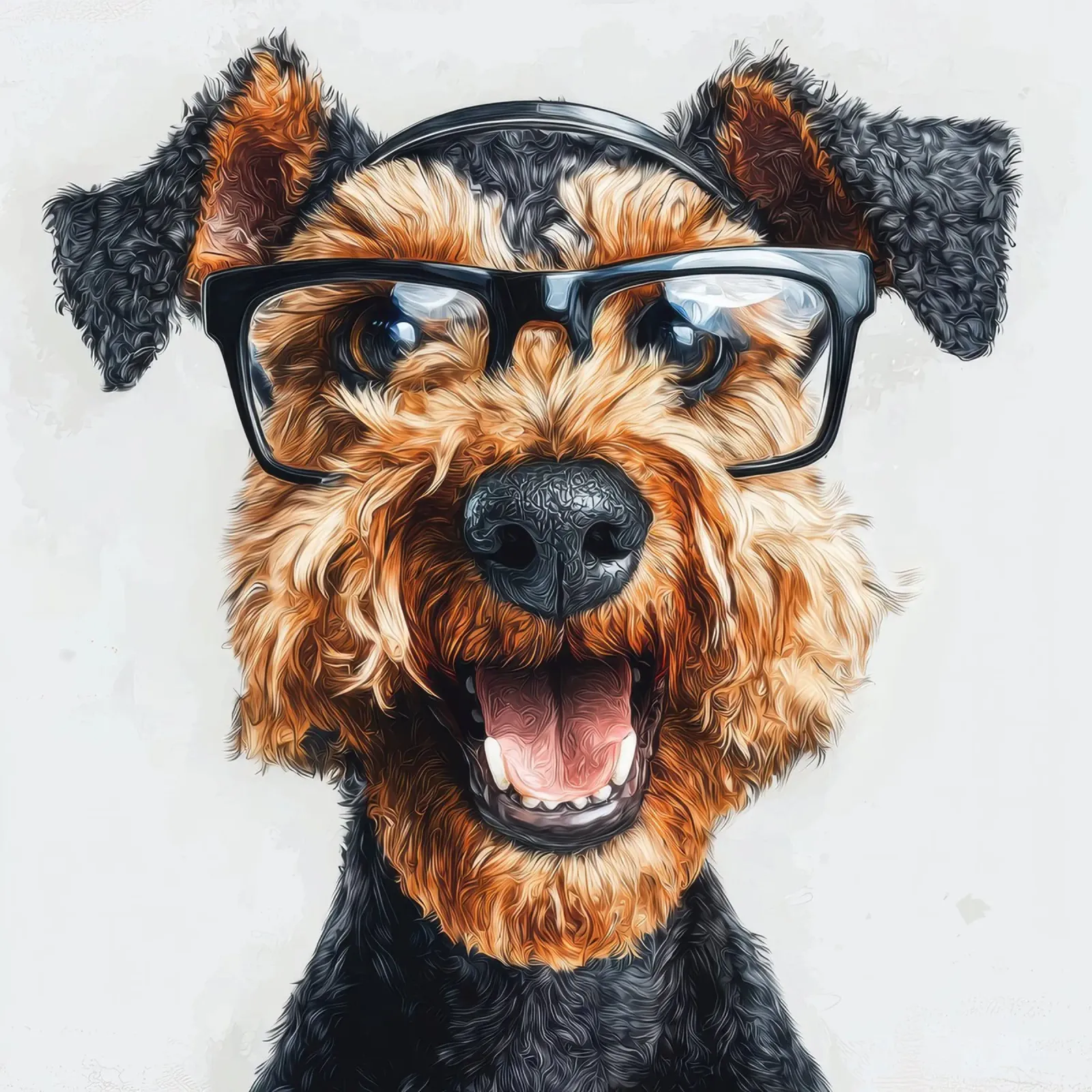 Divertente Airedale Terrier con gli occhiali poster da Funny Animals