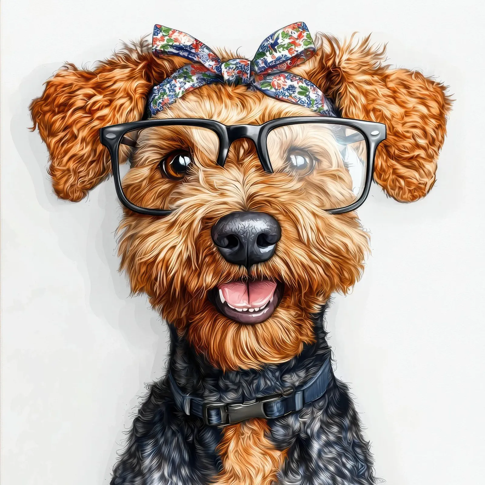 Divertente Airedale Terrier con gli occhiali poster da Funny Animals
