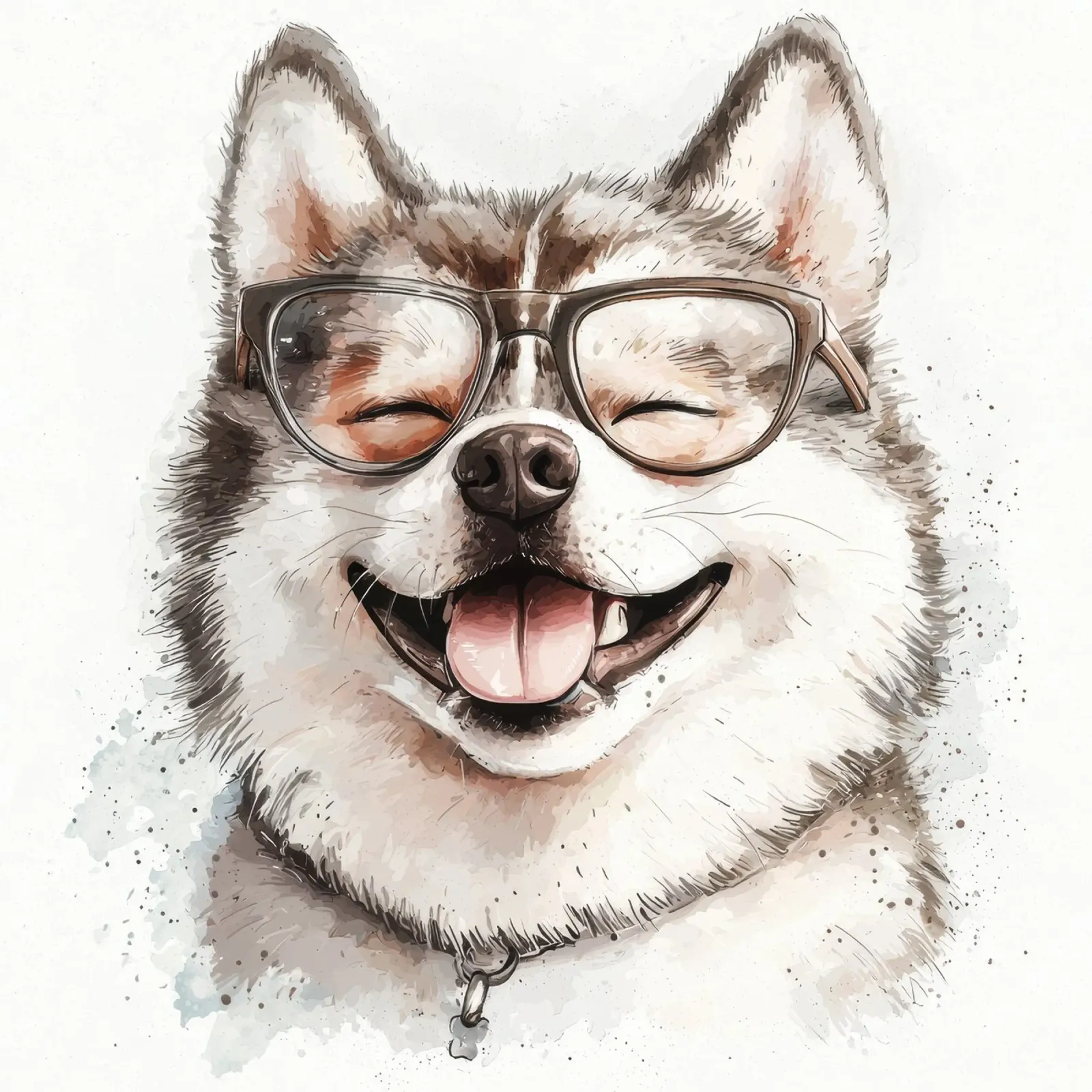 Divertente Akita con gli occhiali poster con telaio in alluminio da Funny Animals