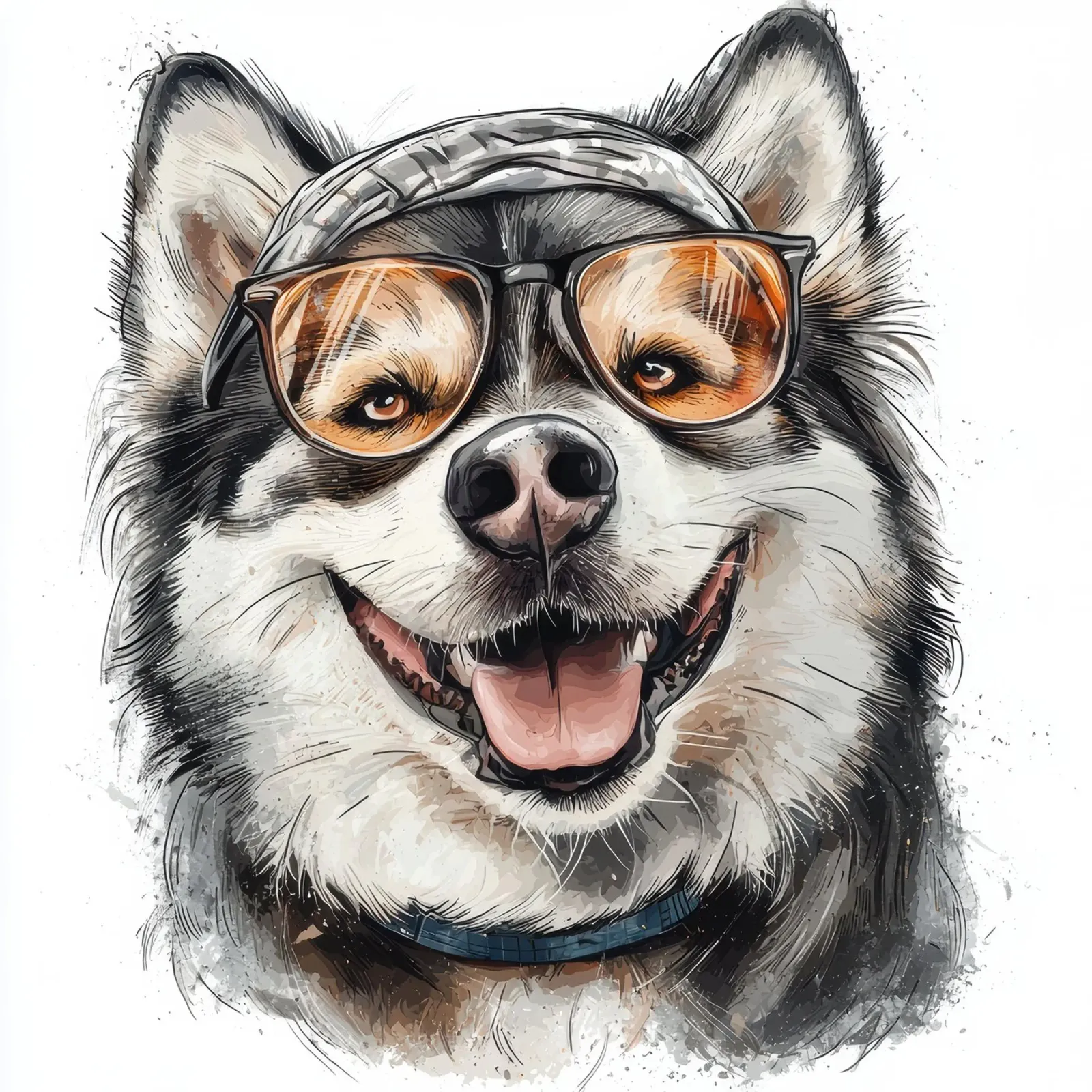 Divertente Alaskan Malamute con gli occhiali pellicola backlit da Funny Animals