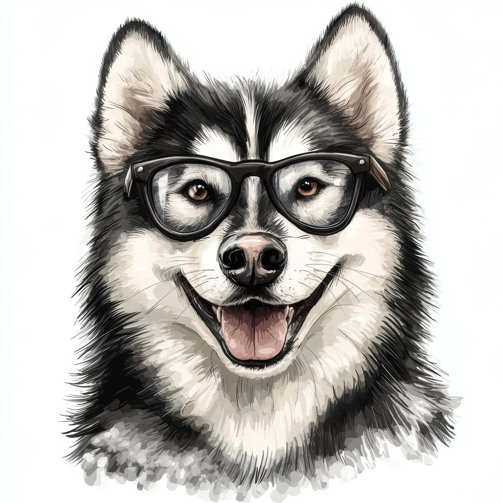 Divertente Alaskan Malamute con gli occhiali pellicola backlit da Funny Animals