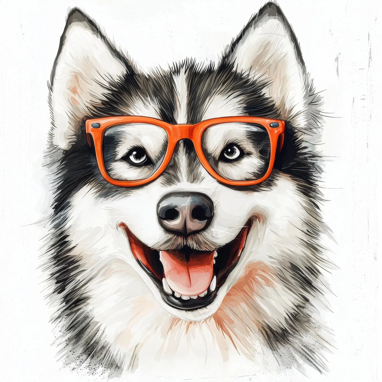 Divertente Alaskan Malamute con gli occhiali poster con telaio in legno da Funny Animals