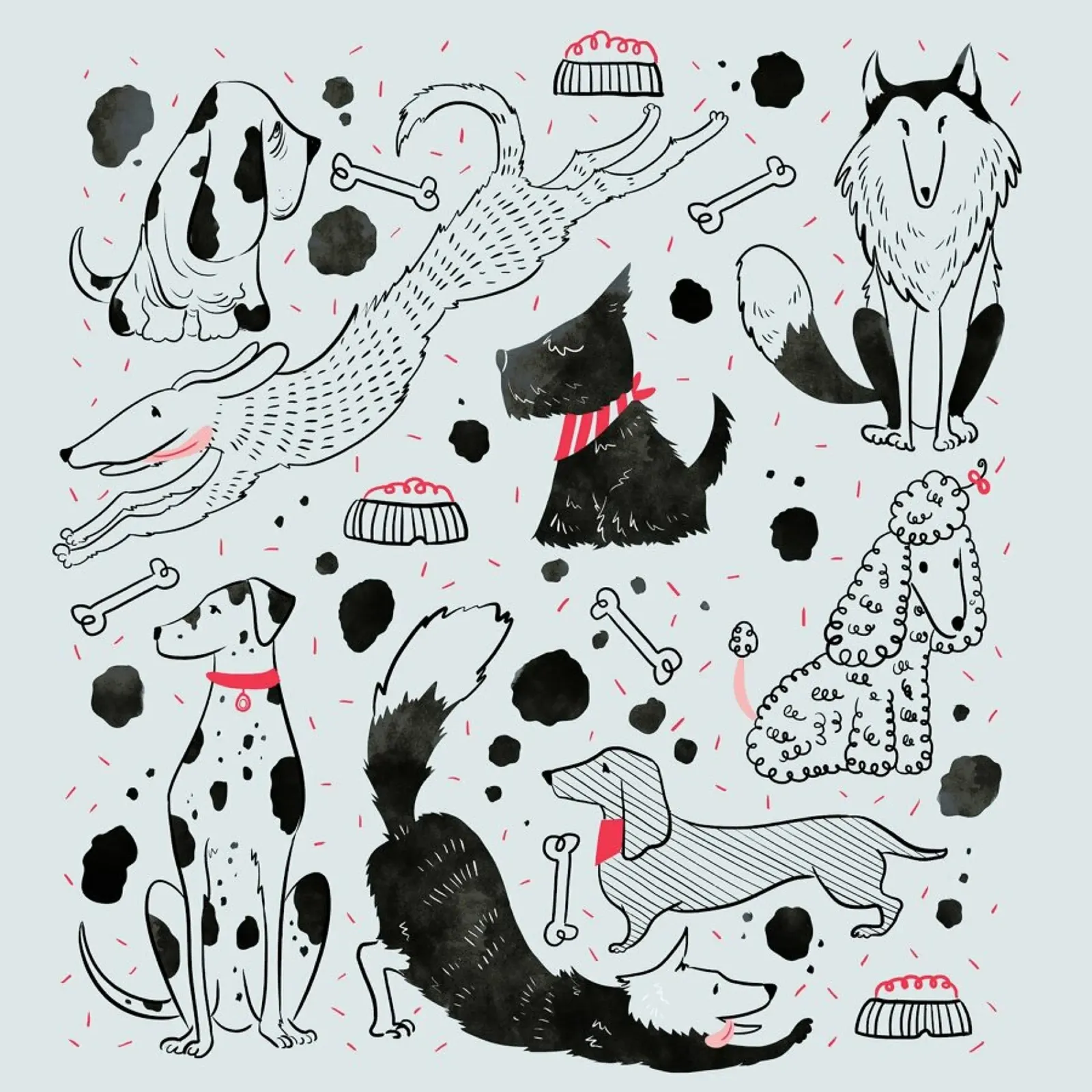 Dogs poster con telaio in plastica da Moira Scicluna Zahra