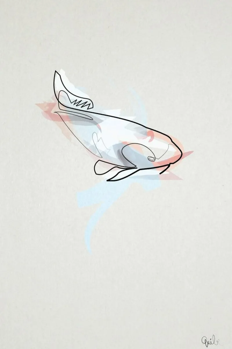 One Line Koi Fish pellicola backlit da Quibe