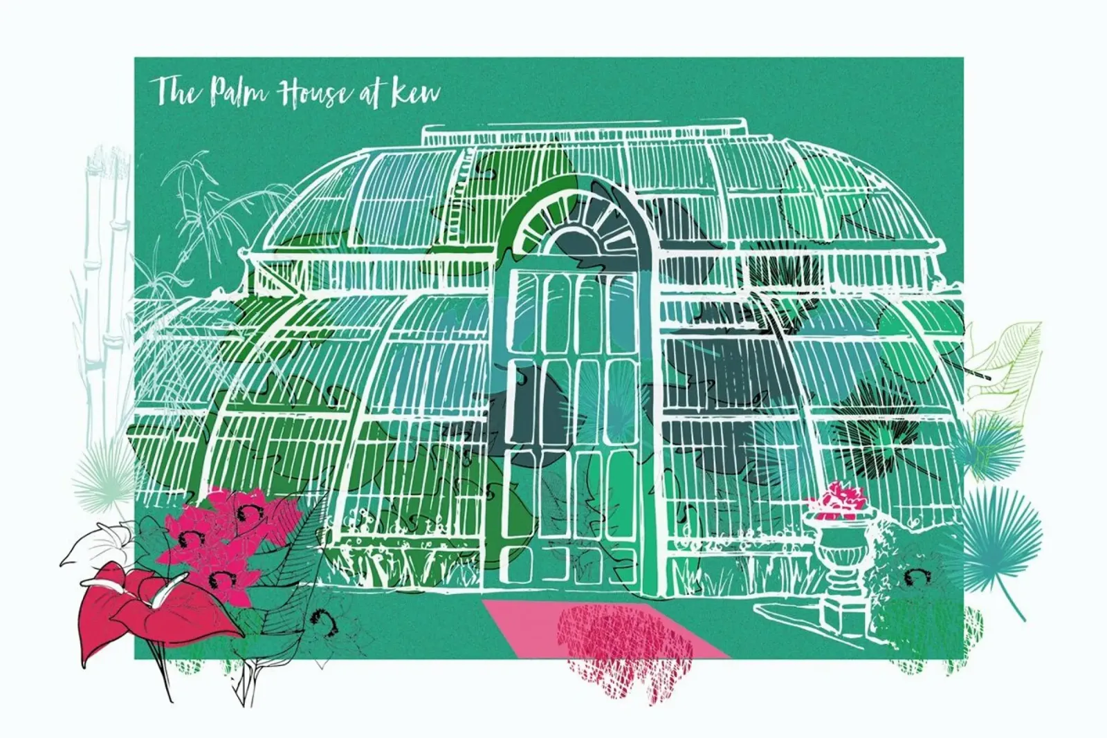 The Palm House poster avec cadre en bois de Rocket68