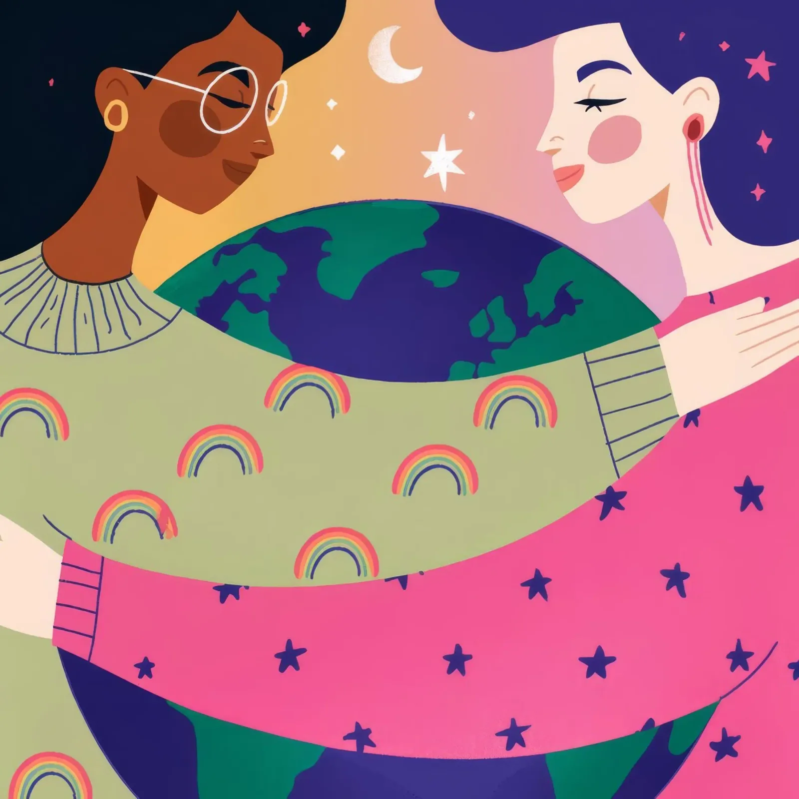 Il mondo abbraccia l'unità poster con telaio in alluminio da Emery Kate