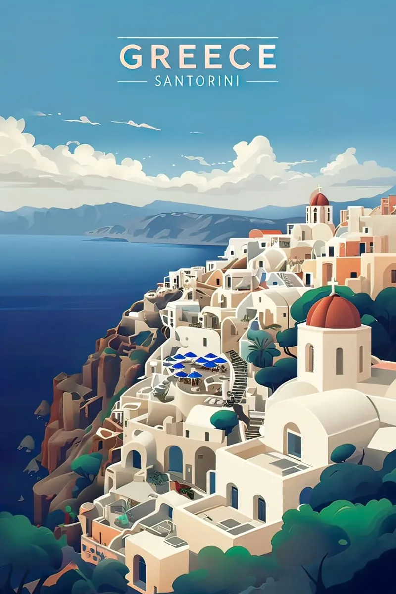Greece santorini poster pellicola backlit da ARTVI-SHOP