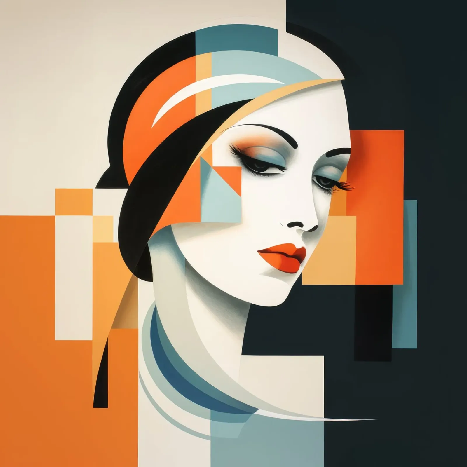 Abstrakte Bauhaus Finnische Frau Hahnemühle von Artful Muse