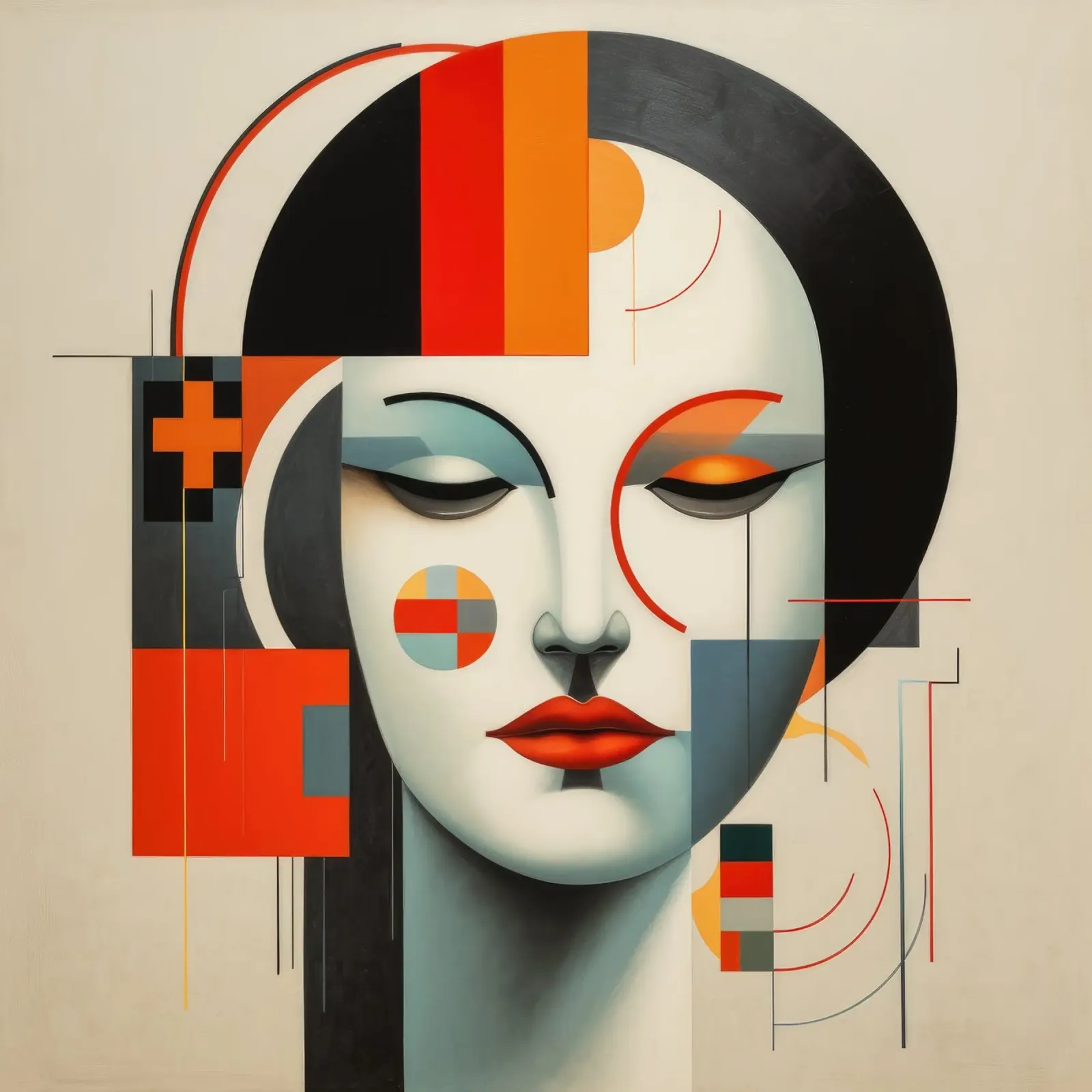Abstrakte Bauhaus Finnische Frau Hahnemühle von Artful Muse