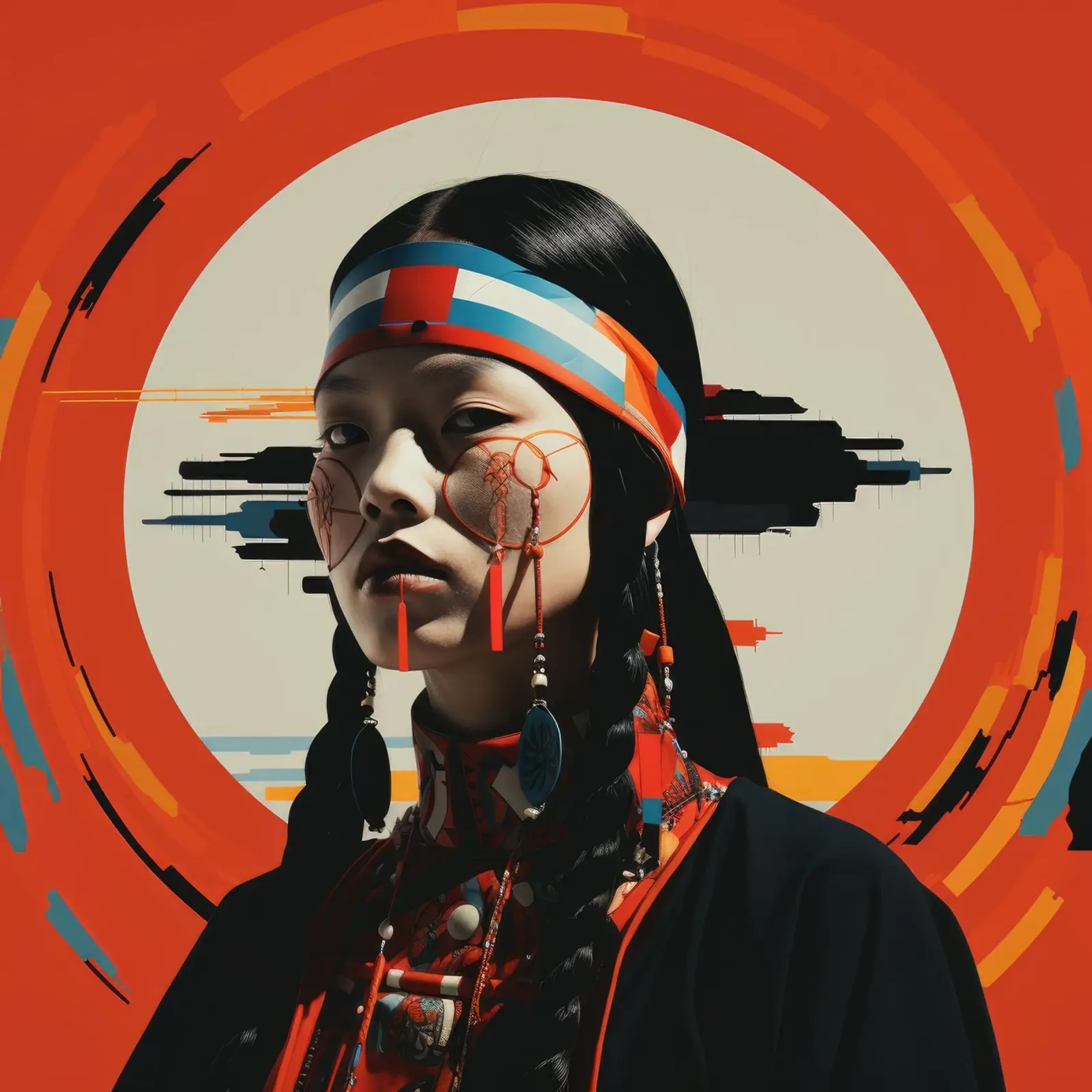 Donna mongola astratta Bauhaus poster con telaio in legno da Artful Muse