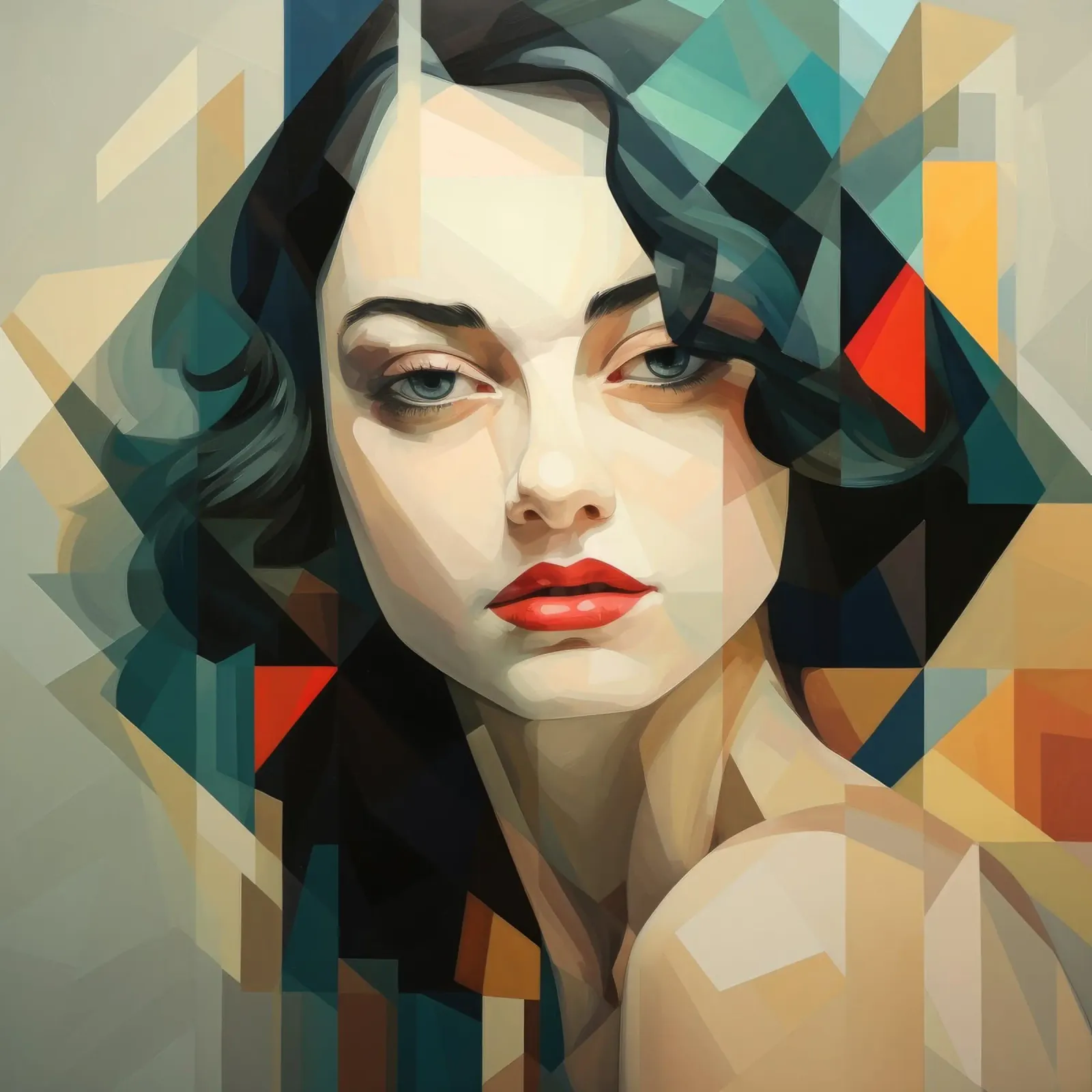 Abstracte Geometrische Hongaarse Vrouw canvas van Artful Muse
