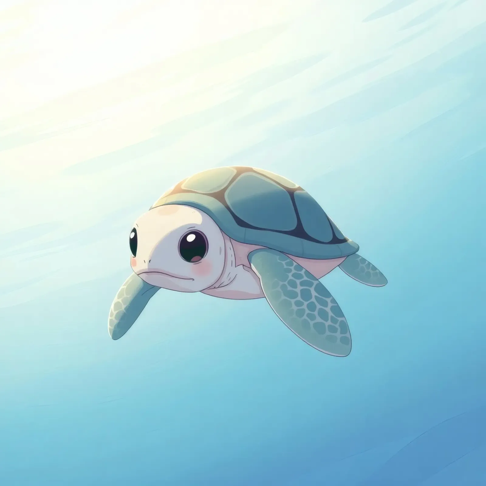 Niedliche Karikatur Meeresschildkröte schwimmt friedlich klares blaues Wasser Acryl-Glas von DesignDoodle