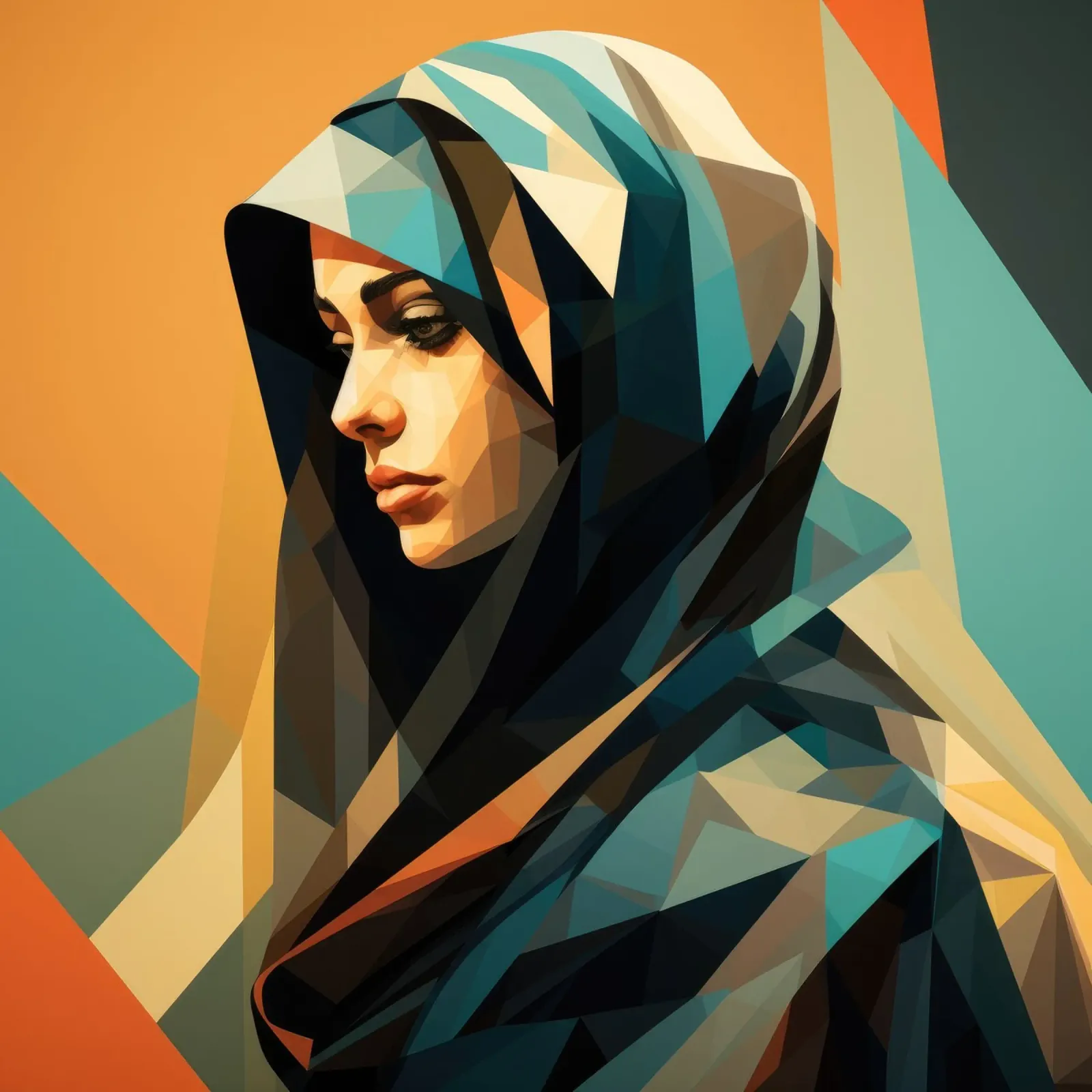 Donna saudita geometrica astratta pellicola backlit da Artful Muse