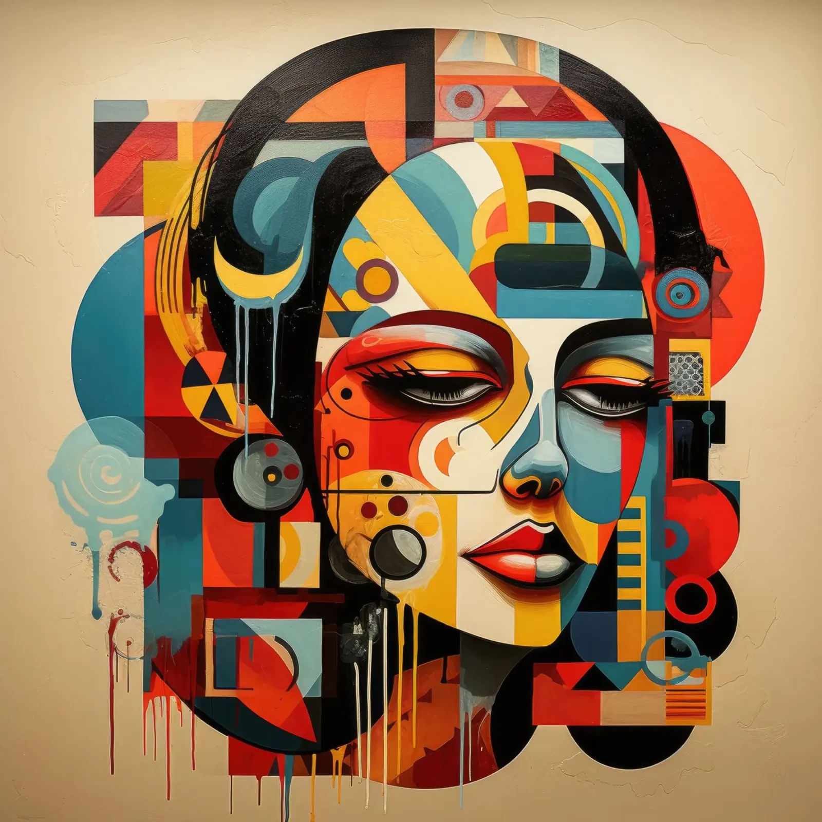 Forme astratte Donna messicana poster con telaio in alluminio da Artful Muse