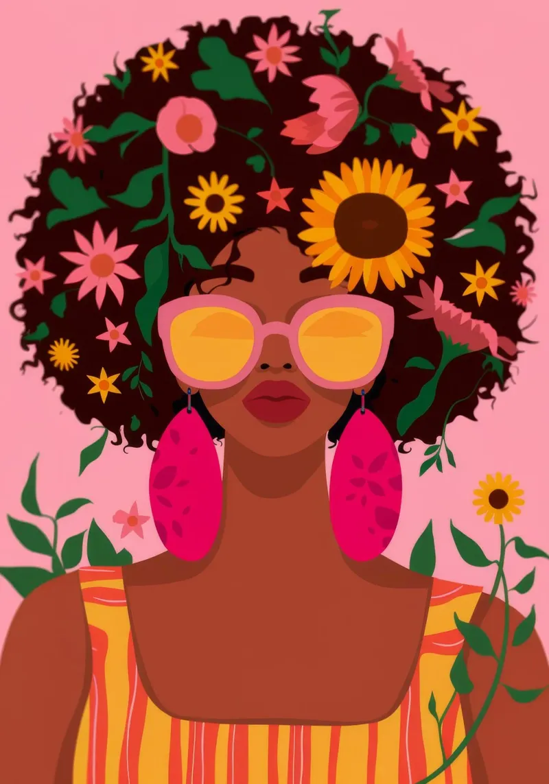 Bellezza afro floreale pellicola backlit da Emery Kate