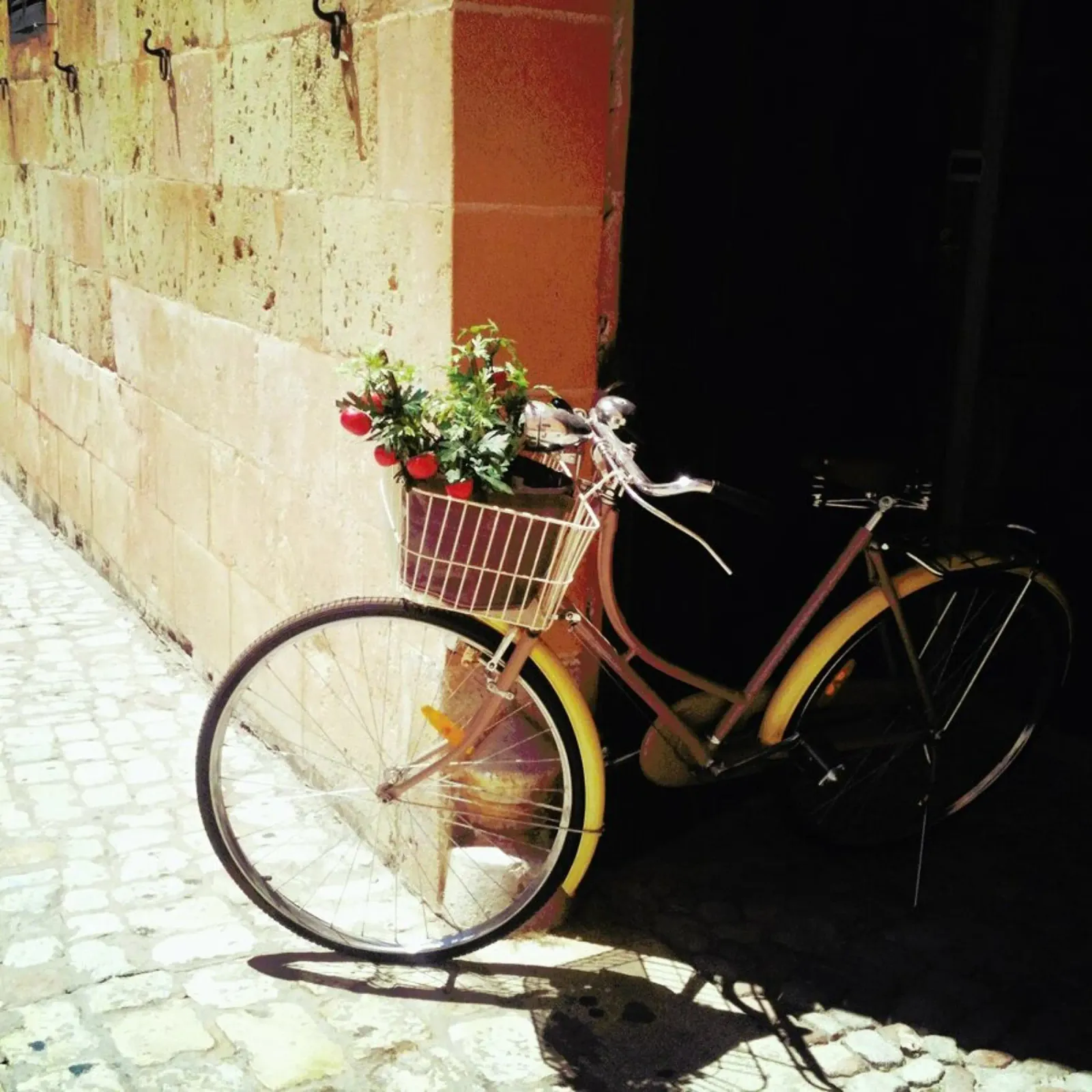Gele fiets canvas met Baklijst van Cassia Beck Photography