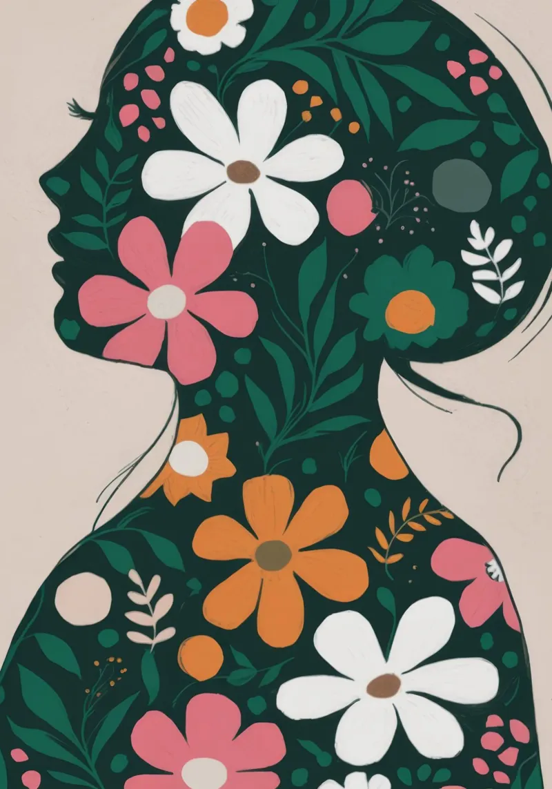 Silhouette floreale poster con telaio in plastica da Emery Kate