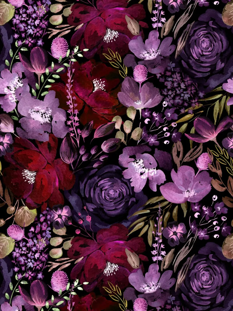Dark Floral Chaos - Red carta hahnemühle da anisillustration