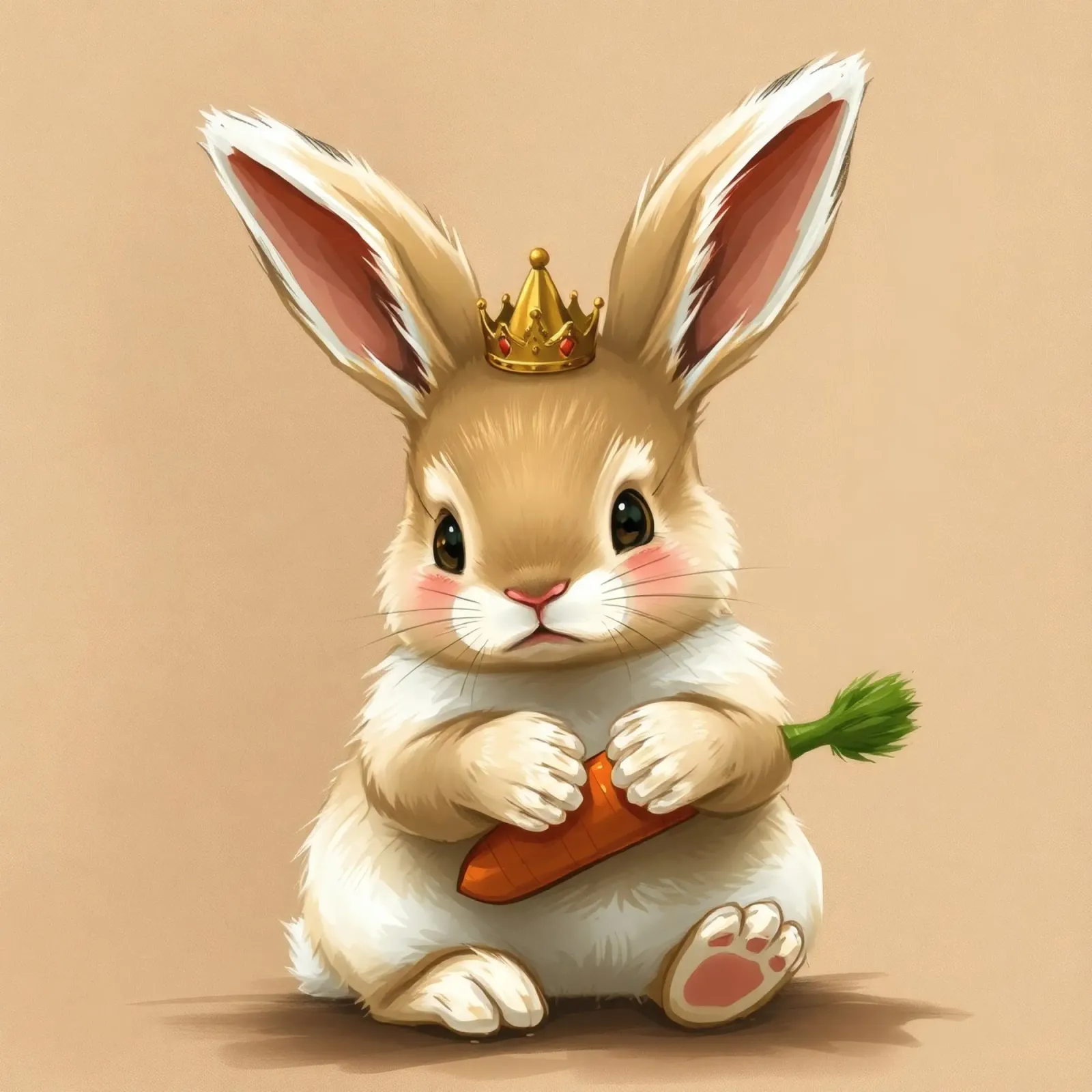 Lindo conejo de dibujos animados con una corona sostiene una zanahoria metacrilato de DesignDoodle