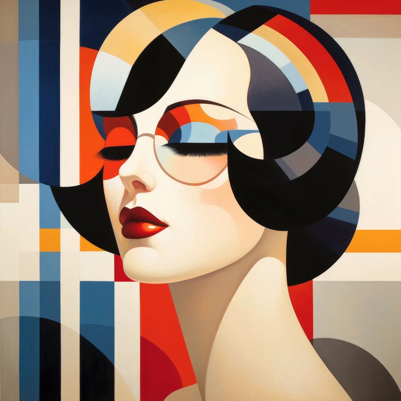Bauhaus Franse vrouw poster van Artful Muse