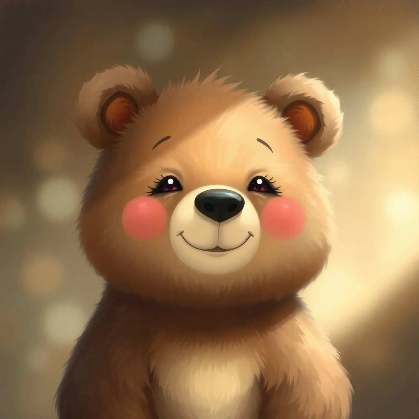 Simpatico orso dei cartoni animati con le guance rosee che sorride calorosamente pellicola backlit da DesignDoodle