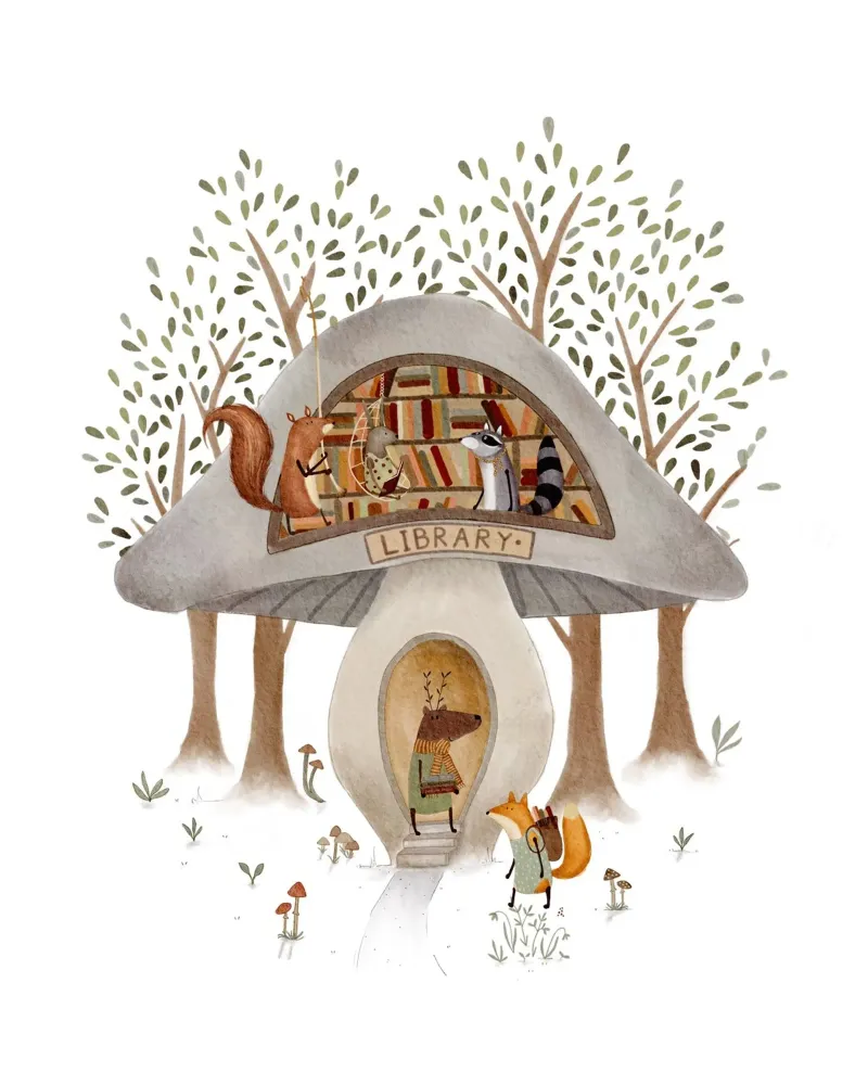Whimsical Mushroom Art Print For Children's Room canvas with Floater frame by Urchin Bay Art