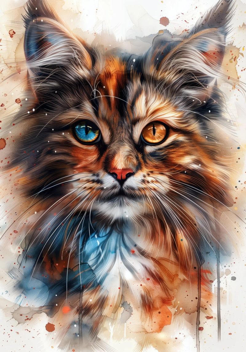 Gemischte Farbe Katze Poster von Justyna Jaszke JBJart