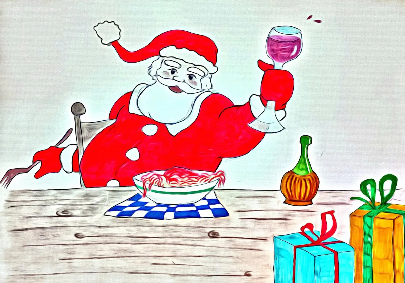 Santa Claus spaghetti pellicola backlit da Massimo Frascogna