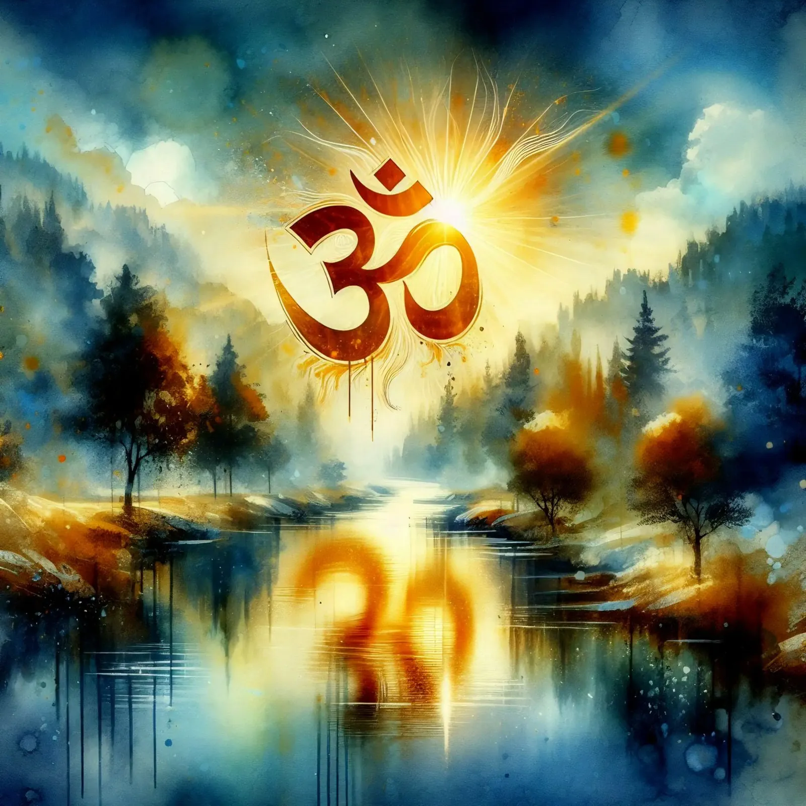 Om & Natura - Bach - Stile acquerello pellicola backlit da spiritual