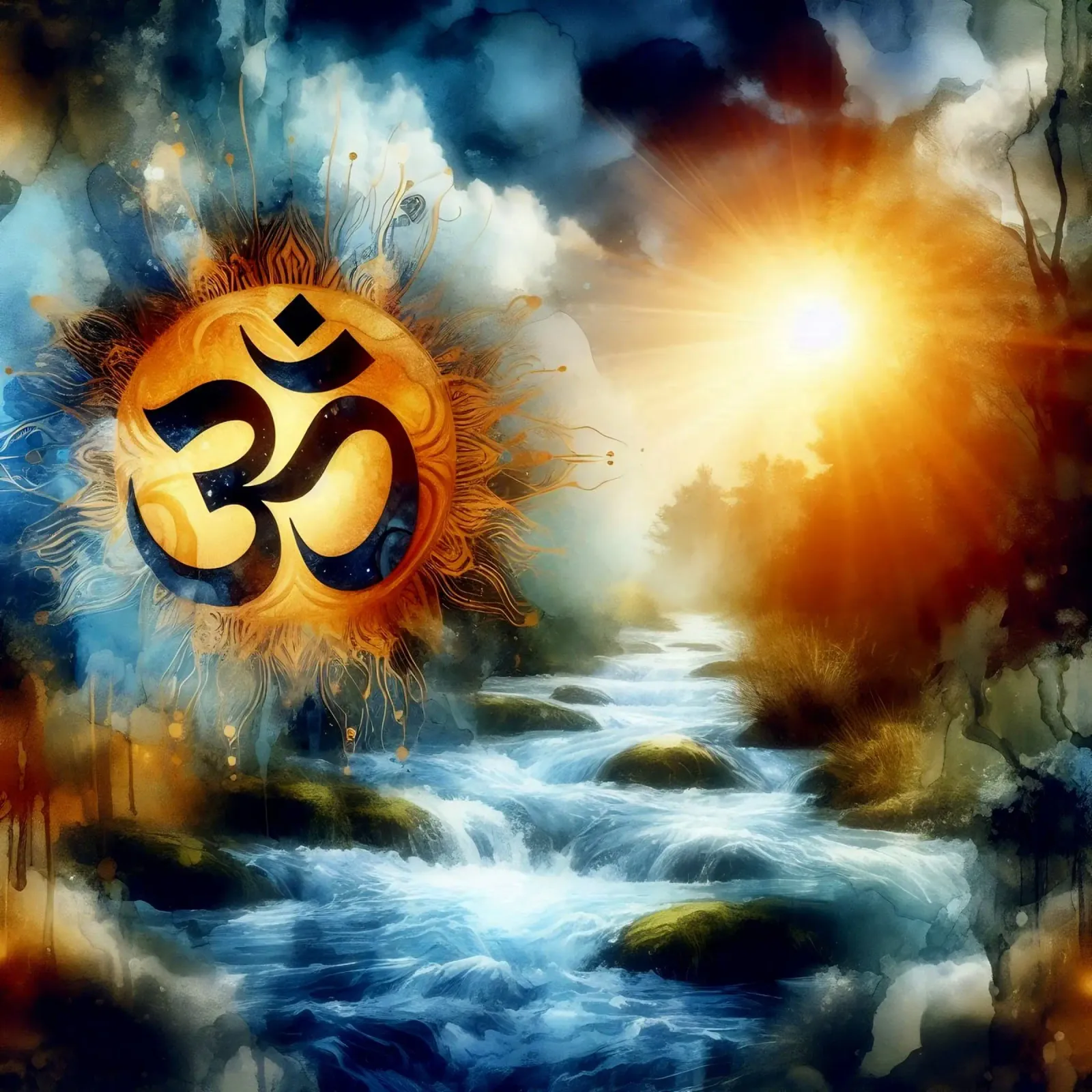 Om & Natura - Bach - Stile acquerello pellicola backlit da spiritual