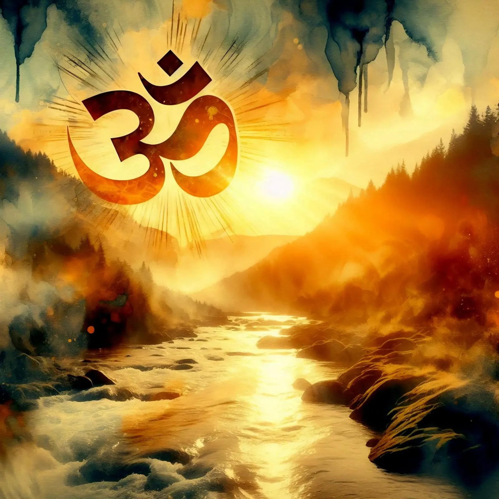 Om & Natura - Bach - Stile acquerello pellicola backlit da spiritual