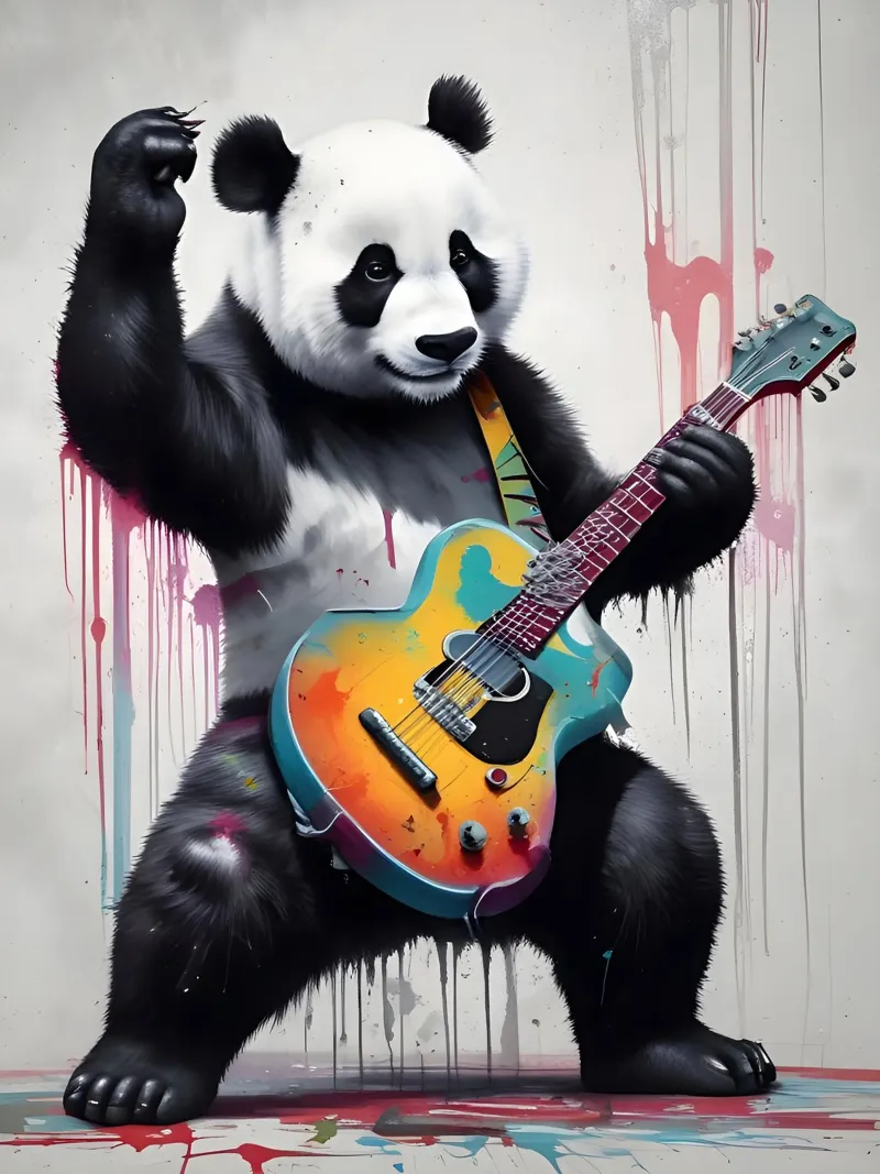 Panda che suona la chitarra pellicola backlit da MakArena