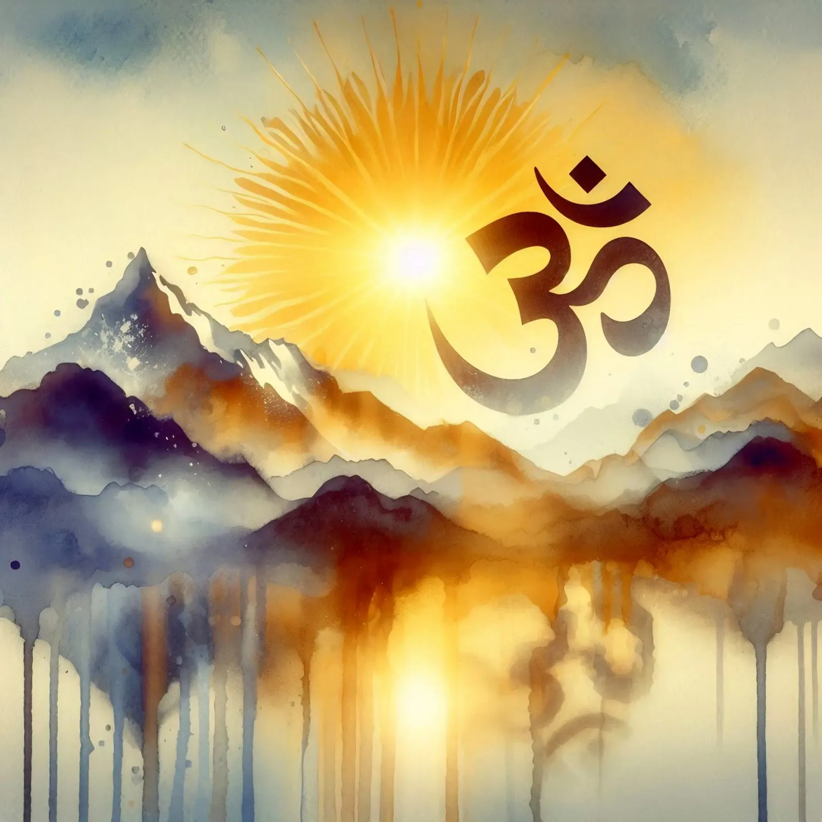 Om & Natuur - Berg - Aquarel stijl poster van spiritual