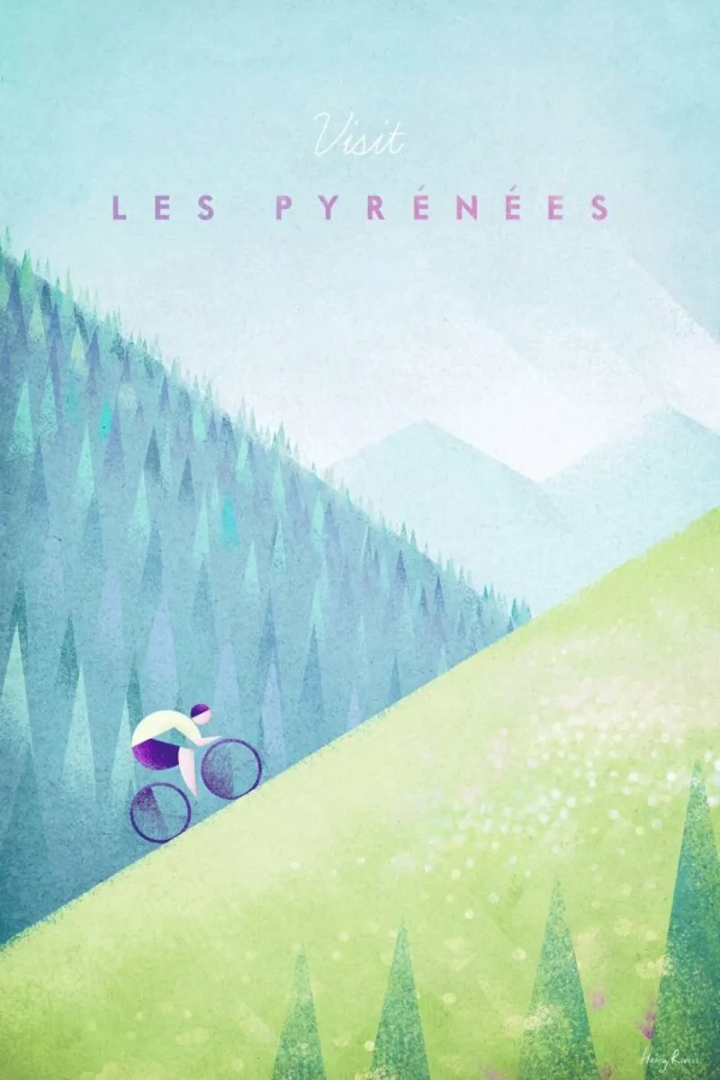 Les Pyrénées poster con telaio in alluminio da Henry Rivers