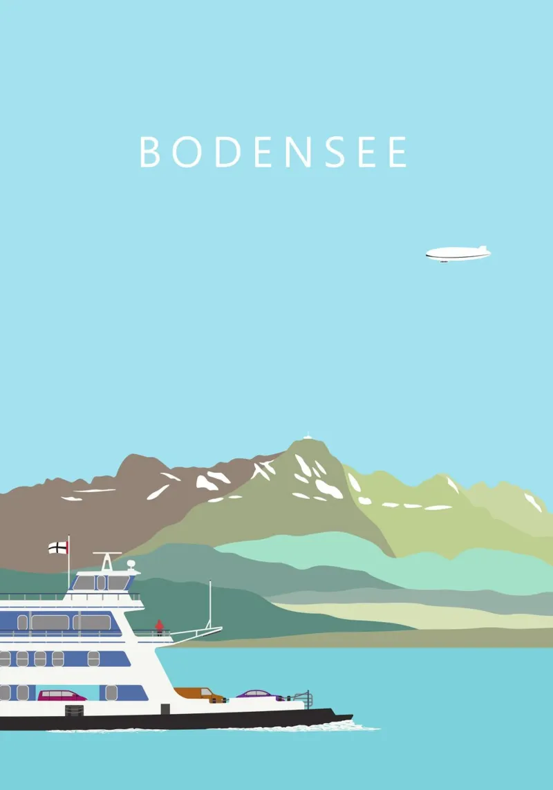 Bodensee mit Fähre Konstanz - Meersburg und Säntis pellicola backlit da Taimanta
