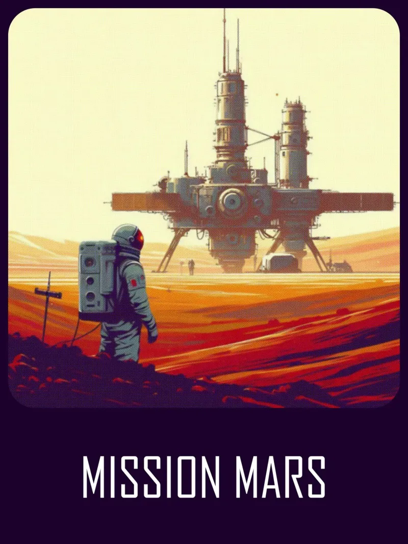 Mission Mars - Impression d'affiches vintage poster avec cadre en bois de posterprints-by-nomad