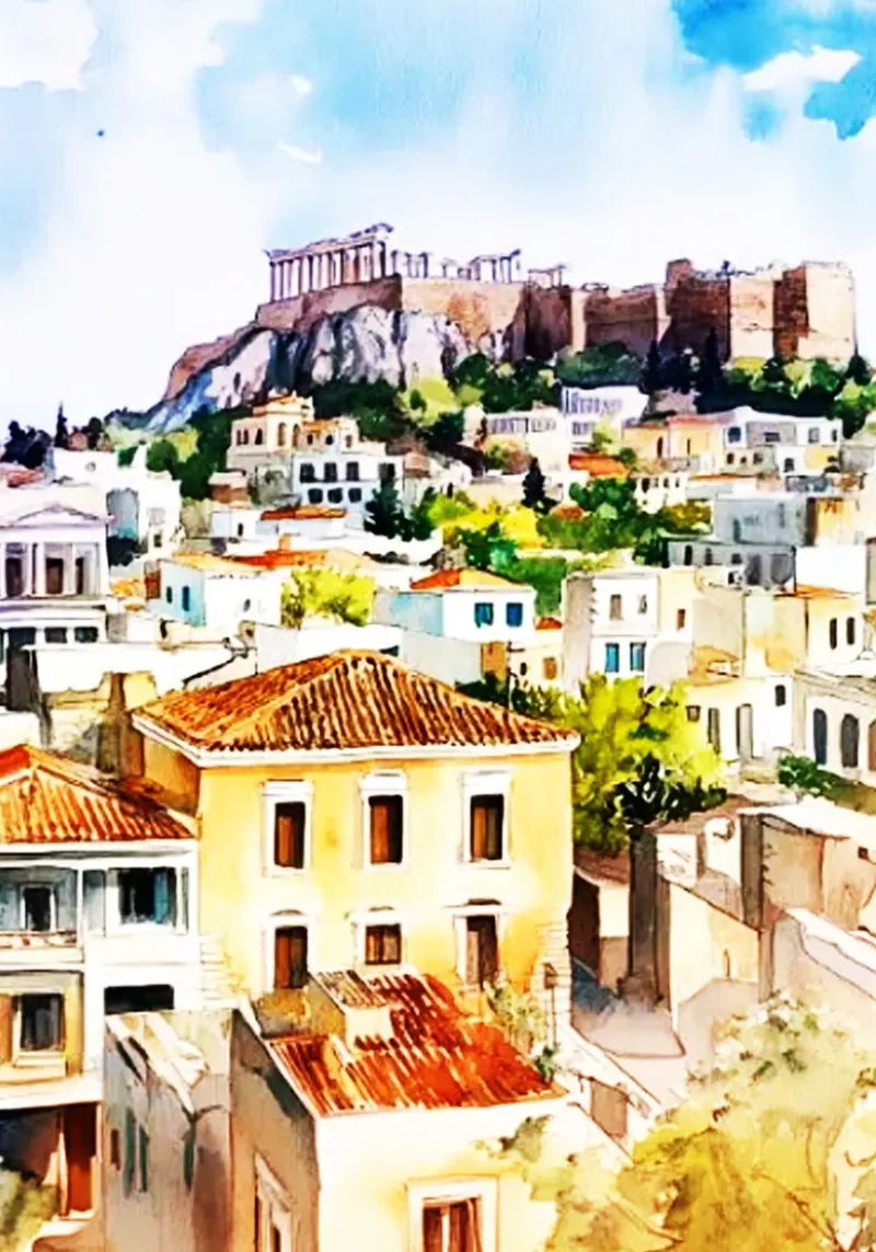 Atene Grecia Acquerello pellicola backlit da kaiyaraiya