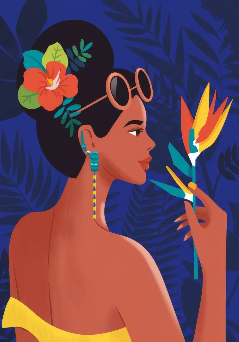 Bellezza dei fiori tropicali poster con telaio in plastica da Emery Kate