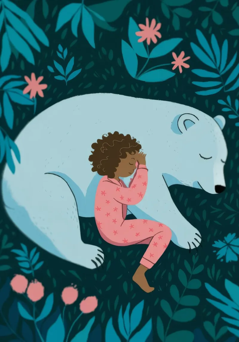 Sonnellino sognante dell'orso poster con telaio in alluminio da Emery Kate