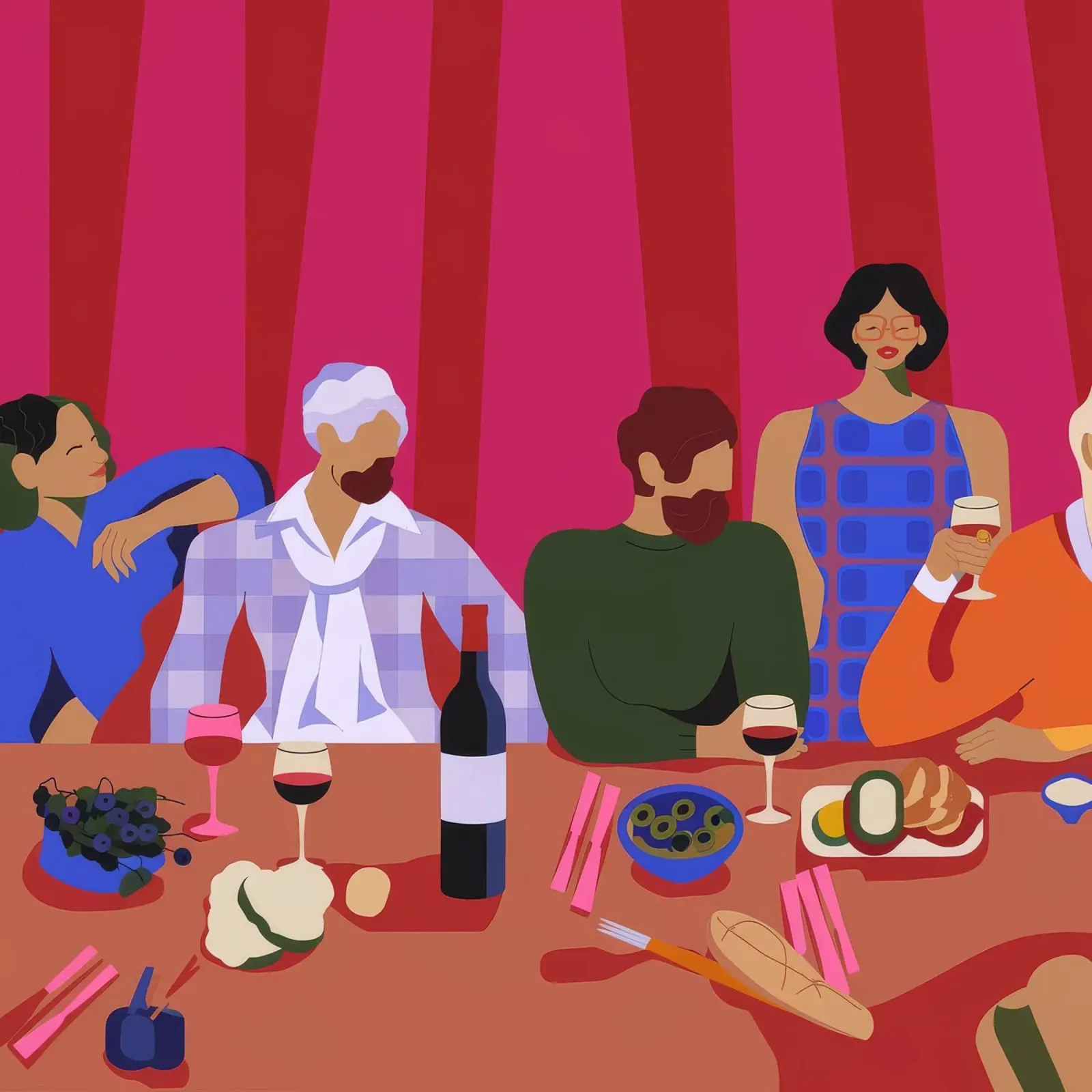 Riunione di festa poster con telaio in legno da Emery Kate