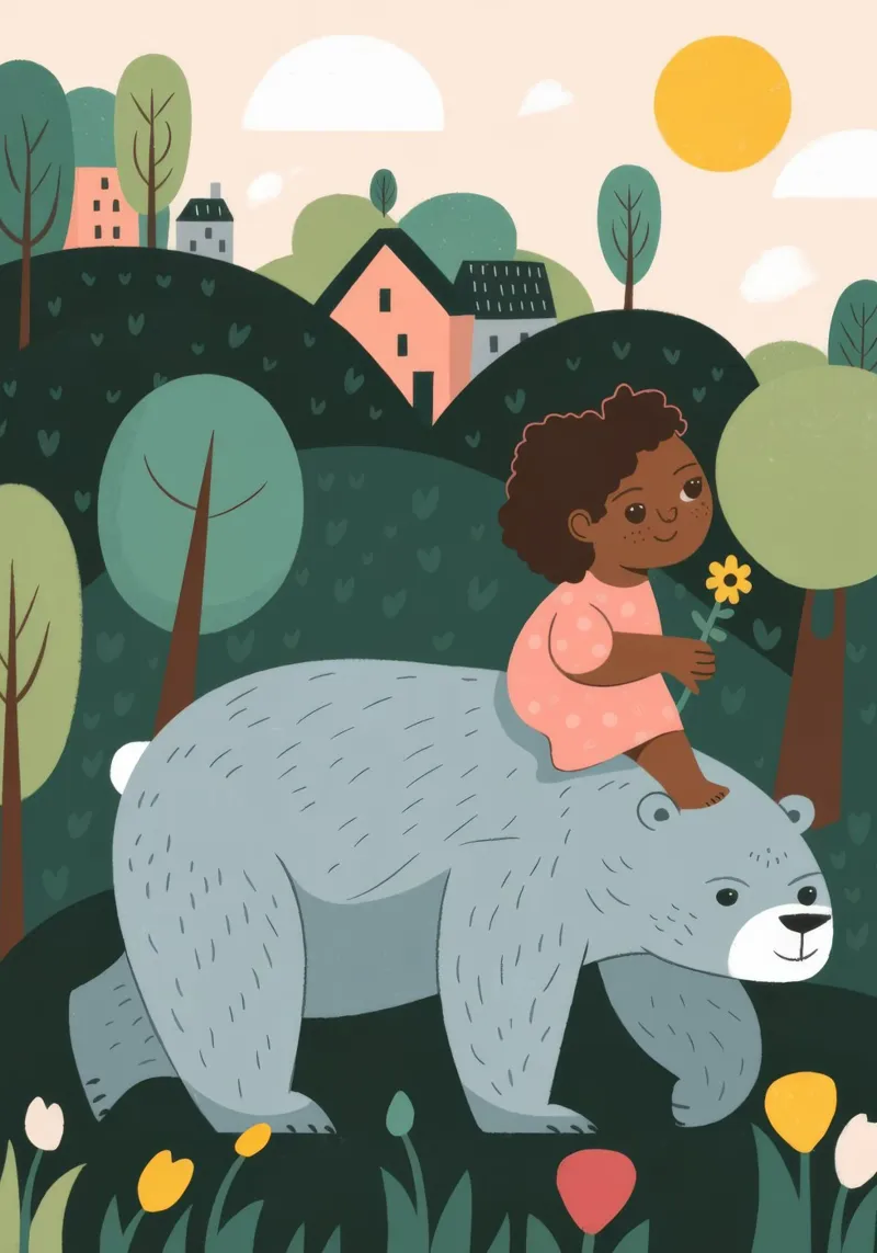Avventura a cavallo dell'orso poster con telaio in legno da Emery Kate