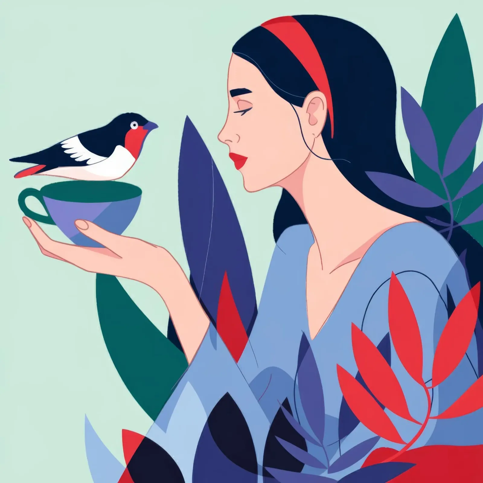 Momento dell'uomo che sussurra agli uccelli poster con telaio in plastica da Emery Kate