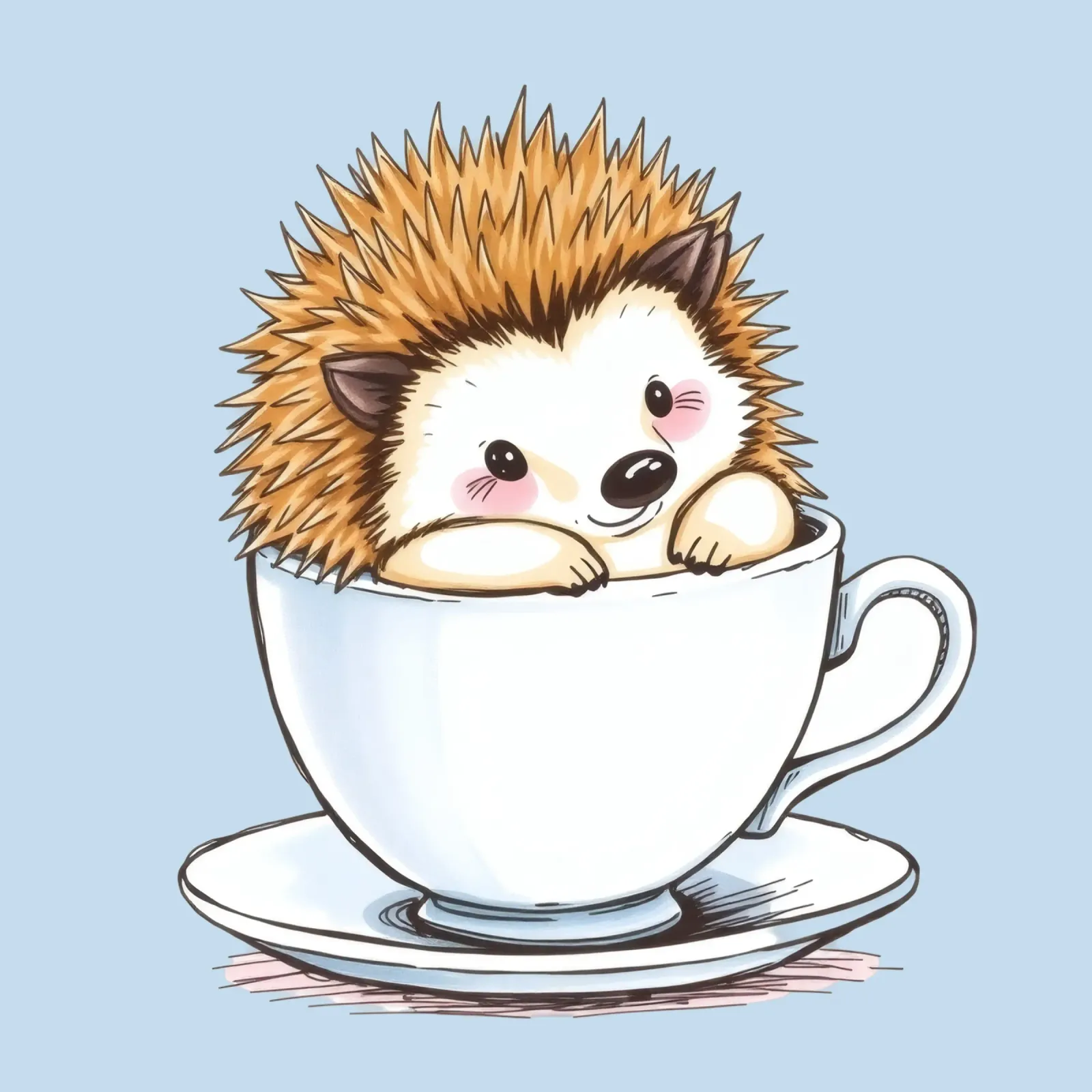 Hérisson mignon assis dans une tasse à thé blanche avec une expression charmante plexiglas de DesignDoodle