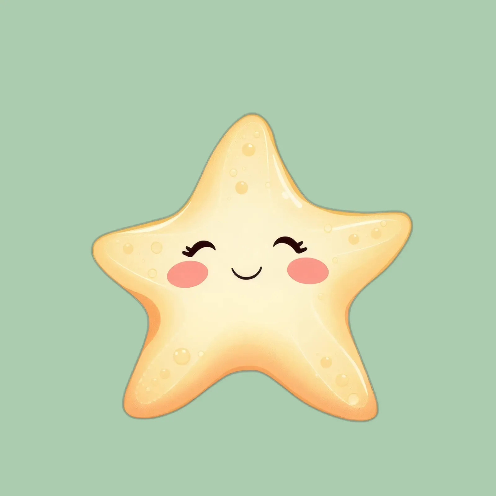 Cute smiling star character with a happy face and soft color hahnemühle by DesignDoodle