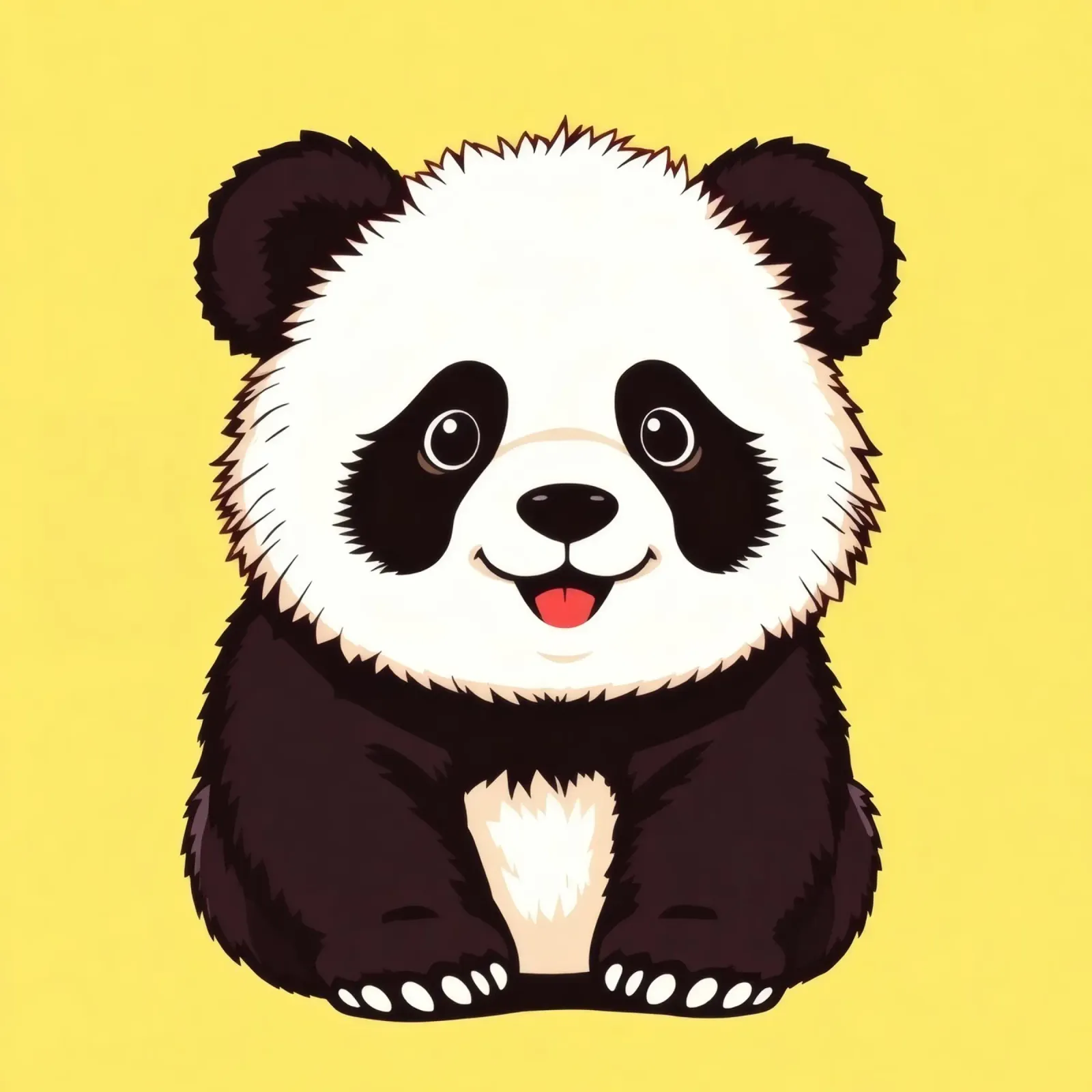 Illustration d'un panda mignon sur fond jaune vif hahnemühle de DesignDoodle
