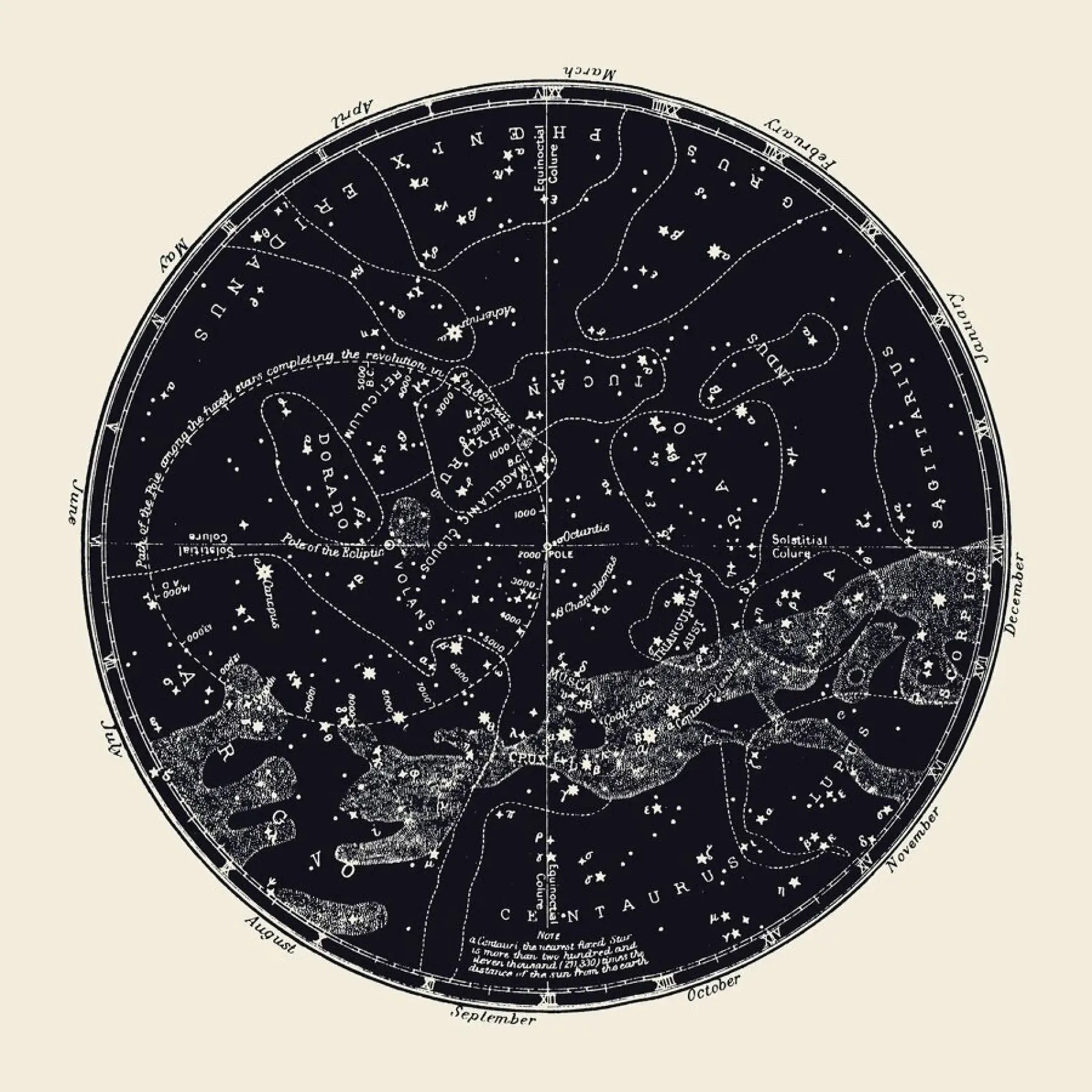 Southern Constellations poster con telaio in alluminio da Astër