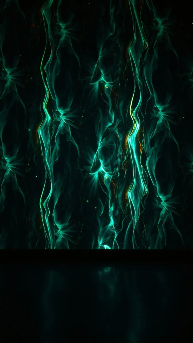 Papier peint abstrait représentant des vagues sarcelles lumineuses hahnemühle de DesignDoodle